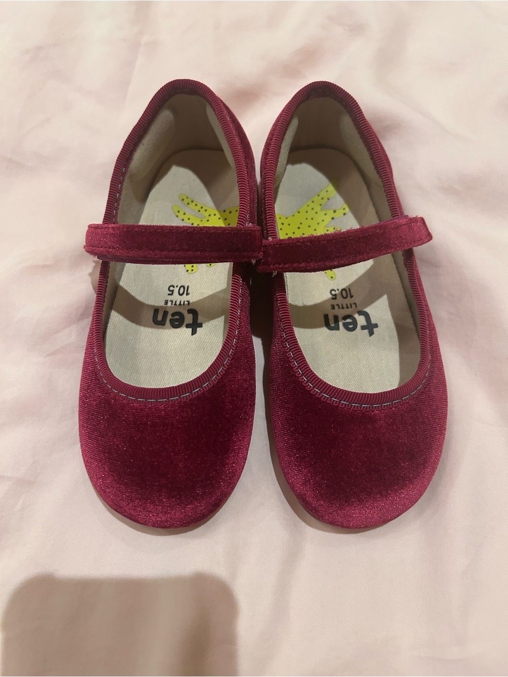 Ten Little Velvet Ballet Flats in Burgundy, old size 10 (new Sz 9.5)